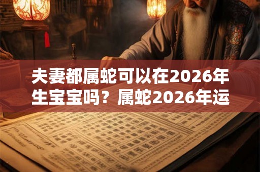 夫妻都属蛇可以在2026年生宝宝吗？属蛇2026年运势及运程？