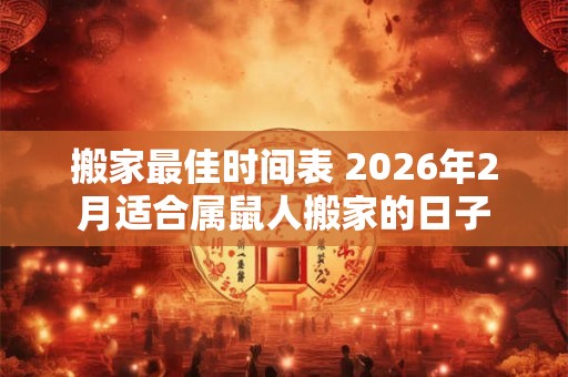 搬家最佳时间表 2026年2月适合属鼠人搬家的日子