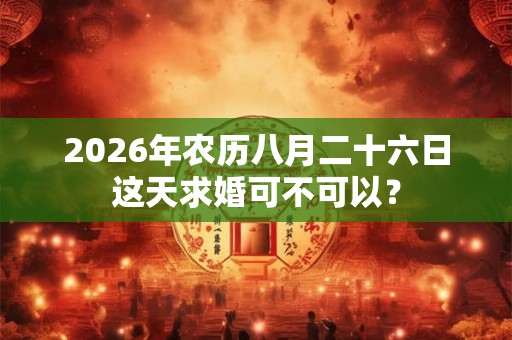 2026年农历八月二十六日这天求婚可不可以？
