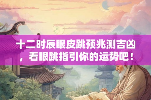 十二时辰眼皮跳预兆测吉凶，看眼跳指引你的运势吧！