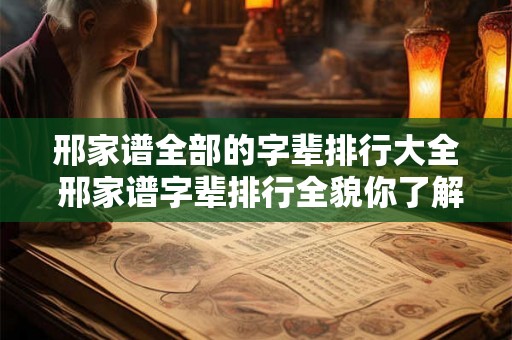 邢家谱全部的字辈排行大全 邢家谱字辈排行全貌你了解吗