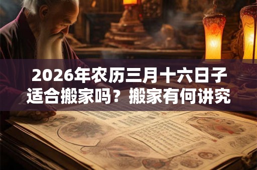 2026年农历三月十六日子适合搬家吗？搬家有何讲究？
