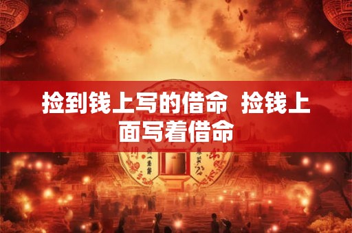 捡到钱上写的借命  捡钱上面写着借命