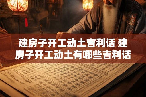 建房子开工动土吉利话 建房子开工动土有哪些吉利话可以使用