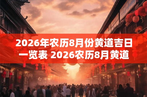 2026年农历8月份黄道吉日一览表 2026农历8月黄道吉日查询