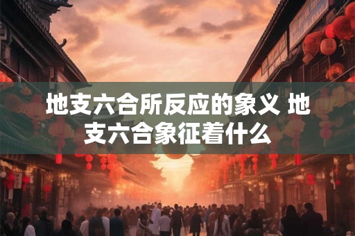 地支六合所反应的象义 地支六合象征着什么