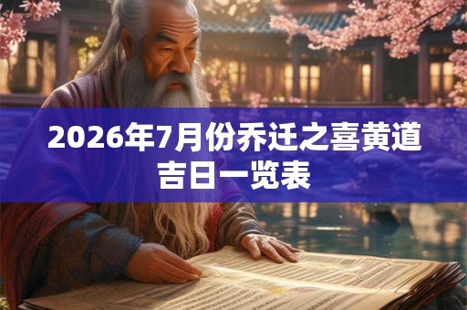 2026年7月份乔迁之喜黄道吉日一览表