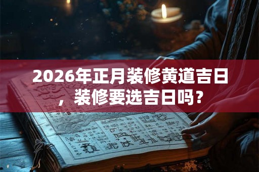 2026年正月装修黄道吉日,装修要选吉日吗? 2026年正月装修黄道吉日,装修要选吉日吗?