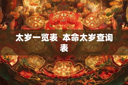 太岁一览表  本命太岁查询表