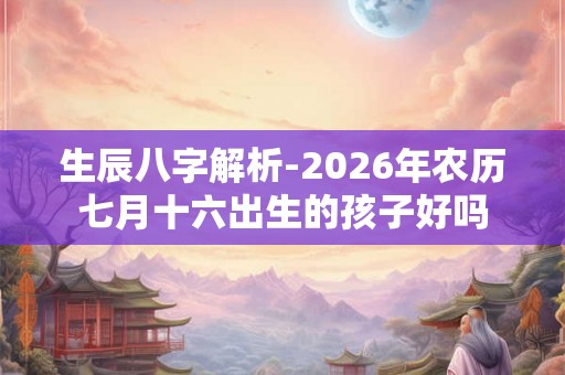 生辰八字解析-2026年农历七月十六出生的孩子好吗