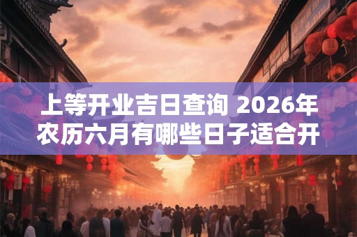 上等开业吉日查询 2026年农历六月有哪些日子适合开市