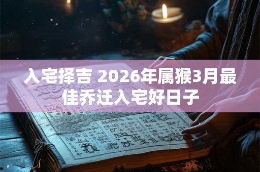 入宅择吉 2026年属猴3月最佳乔迁入宅好日子 入宅择吉 2026年属猴3月最佳乔迁入宅好日子