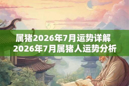 属猪2026年7月运势详解 2026年7月属猪人运势分析完整版