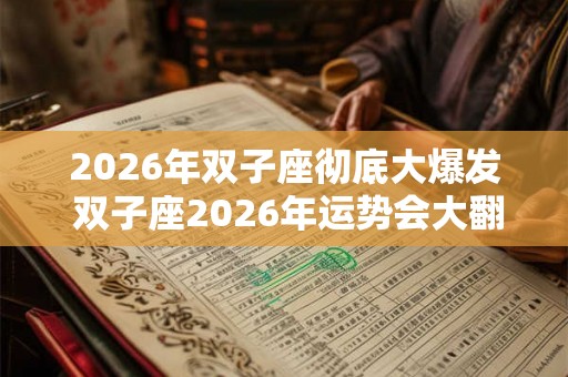 2026年双子座彻底大爆发 双子座2026年运势会大翻身吗