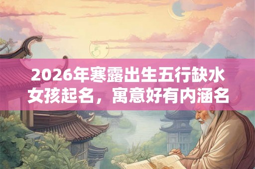 2026年寒露出生五行缺水女孩起名,寓意好有内涵名字 2026年寒露出生五行缺水女孩起名,寓意好有内涵名字
