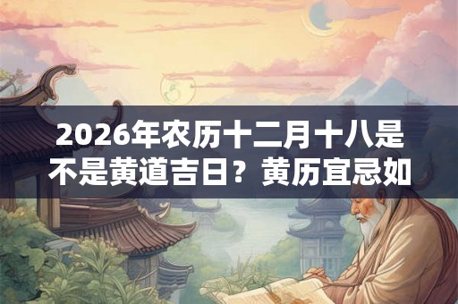 2026年农历十二月十八是不是黄道吉日？黄历宜忌如何？