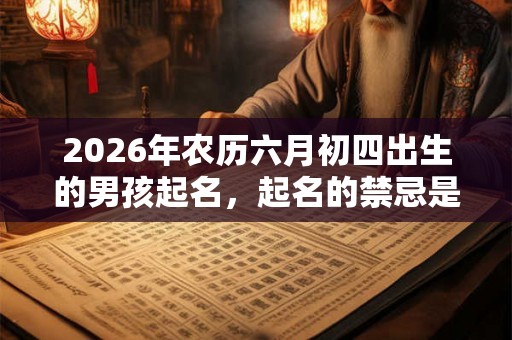 2026年农历六月初四出生的男孩起名，起名的禁忌是什么？