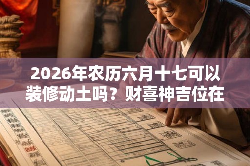 2026年农历六月十七可以装修动土吗？财喜神吉位在哪？