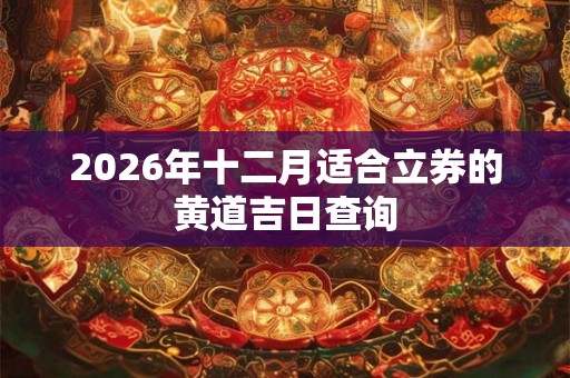2026年十二月适合立券的黄道吉日查询