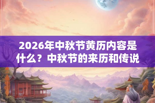 2026年中秋节黄历内容是什么?中秋节的来历和传说 2026年中秋节黄历内容是什么?中秋节的来历和传说