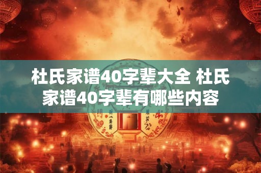 杜氏家谱40字辈大全 杜氏家谱40字辈有哪些内容