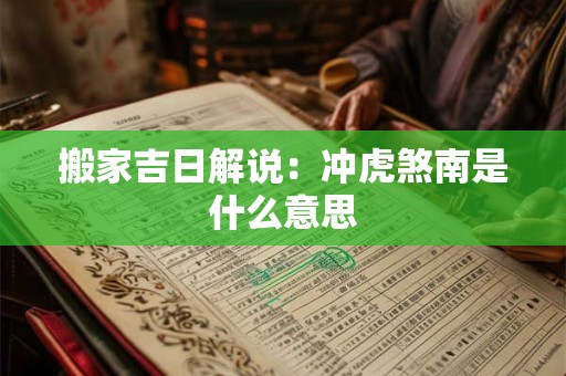 搬家吉日解说：冲虎煞南是什么意思
