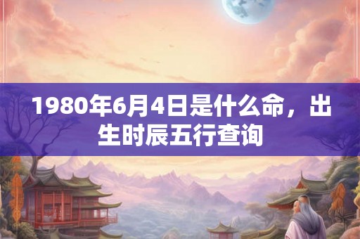 1980年6月4日是什么命，出生时辰五行查询