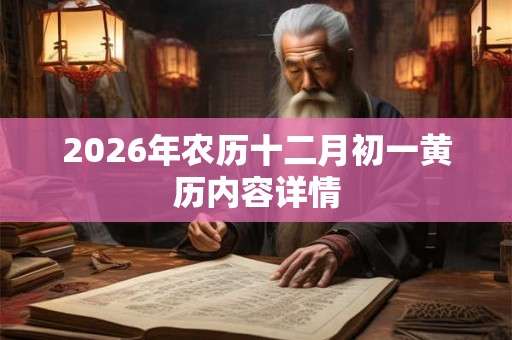 2026年农历十二月初一黄历内容详情 2026年农历十二月初一黄历内容详情