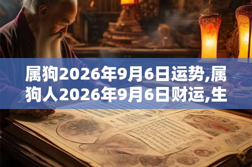 属狗2026年9月6日运势,属狗人2026年9月6日财运,生肖狗2026年9月6日运势