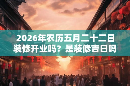 2026年农历五月二十二日装修开业吗？是装修吉日吗？