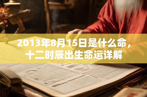 2013年8月15日是什么命,十二时辰出生命运详解 2013年8月15日是什么命,十二时辰出生命运详解