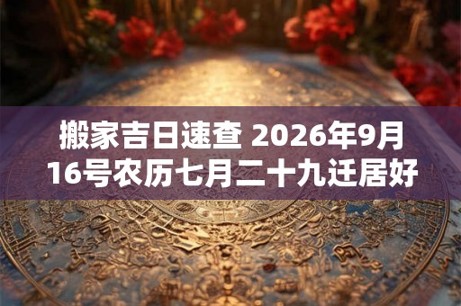 搬家吉日速查 2026年9月16号农历七月二十九迁居好不好 搬家吉日速查 2026年9月16号农历七月二十九迁居好不好