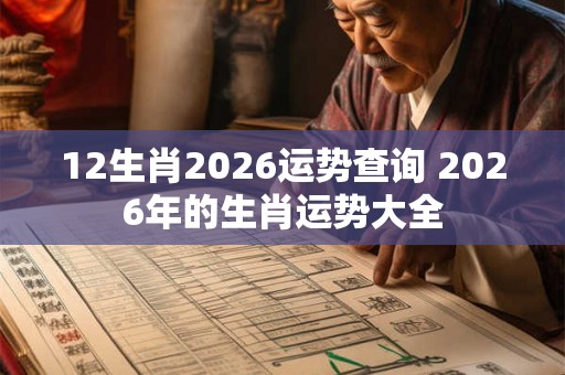 12生肖2026运势查询 2026年的生肖运势大全