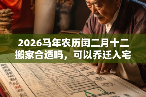 2026马年农历闰二月十二搬家合适吗,可以乔迁入宅吗? 2026马年农历闰二月十二搬家合适吗,可以乔迁入宅吗?