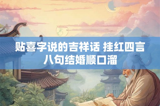 贴喜字说的吉祥话 挂红四言八句结婚顺口溜
