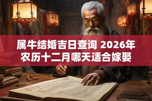 属牛结婚吉日查询 2026年农历十二月哪天适合嫁娶