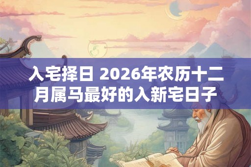 入宅择日 2026年农历十二月属马最好的入新宅日子