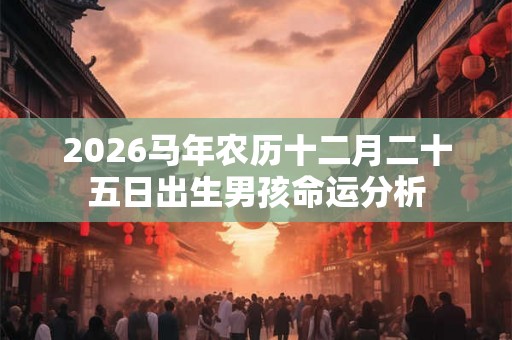2026马年农历十二月二十五日出生男孩命运分析
