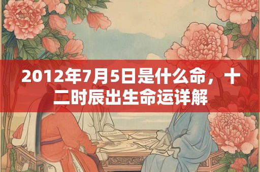 2012年7月5日是什么命，十二时辰出生命运详解