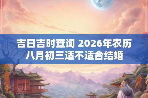 吉日吉时查询 2026年农历八月初三适不适合结婚