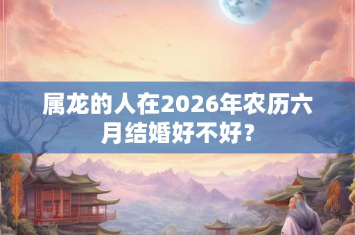 属龙的人在2026年农历六月结婚好不好？