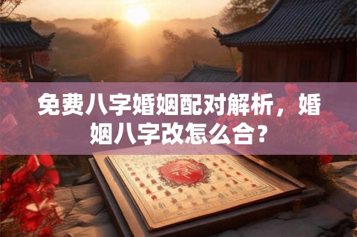 免费八字婚姻配对解析，婚姻八字改怎么合？