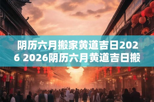 阴历六月搬家黄道吉日2026 2026阴历六月黄道吉日搬家