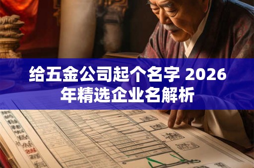 给五金公司起个名字 2026年精选企业名解析