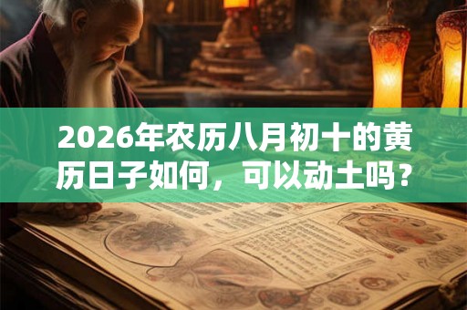 2026年农历八月初十的黄历日子如何，可以动土吗？