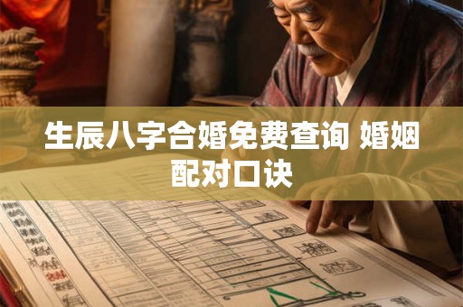 生辰八字合婚免费查询 婚姻配对口诀