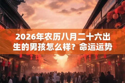 2026年农历八月二十六出生的男孩怎么样？命运运势分析