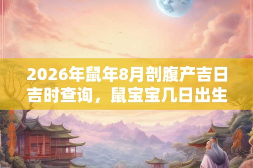 2026年鼠年8月剖腹产吉日吉时查询，鼠宝宝几日出生哪天好？