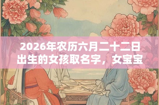 2026年农历六月二十二日出生的女孩取名字，女宝宝满分好名字推荐