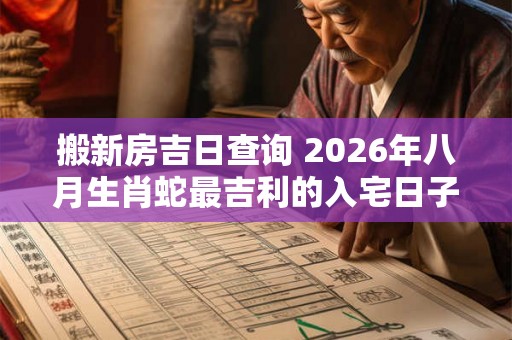 搬新房吉日查询 2026年八月生肖蛇最吉利的入宅日子